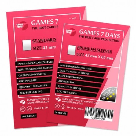 Протекторы для карт Games 7Days (43*65 мм, 50 шт.) (Premium)