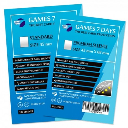 Протекторы для карт Games 7Days (45*68 мм, 50 шт.) (Premium)