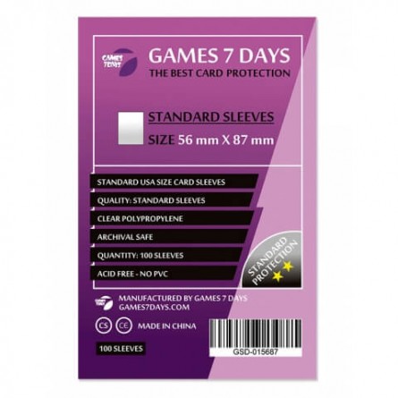 Протекторы для карт Games 7Days (56*87 мм, 100 шт.) (Standart)