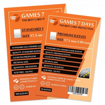 Протекторы для карт Games 7Days (57,5*89 мм, 50 шт.) (Premium)