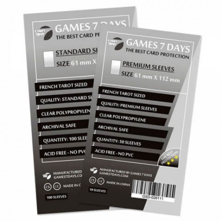 Протекторы для карт Games 7Days (61*112 мм, 50 шт.) (Premium)
