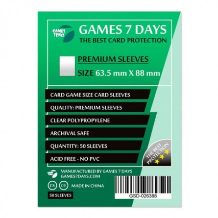 Протекторы для карт Games 7Days (63,5*88 мм, 50 шт.) (Premium)