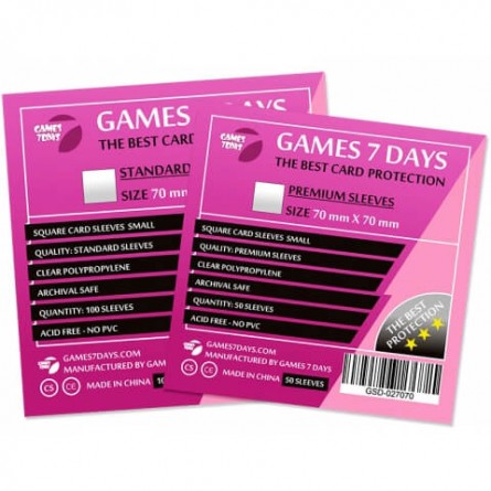 Протекторы для карт Games 7Days (70*70 мм, 50 шт.) (Premium)