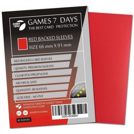 Протекторы для карт Games 7 Days (66x91мм) (RED) 80шт.