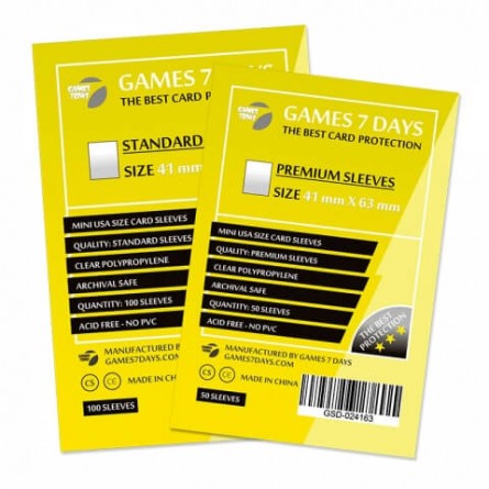 Протекторы для карт Games 7Days (41*63 мм, 50 шт.) (Premium)