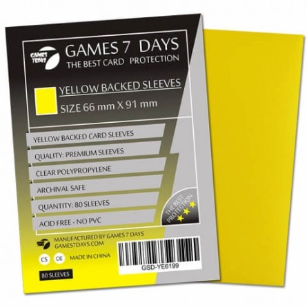 Протекторы для карт Games 7 Days (66x91мм) (YELLOW) 80шт.